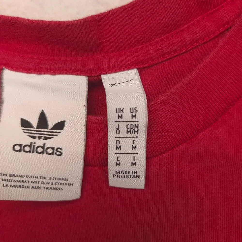 Adidas Casual Crew Neck Short Sleeve Graphic T Shirt Mens Size M Red White